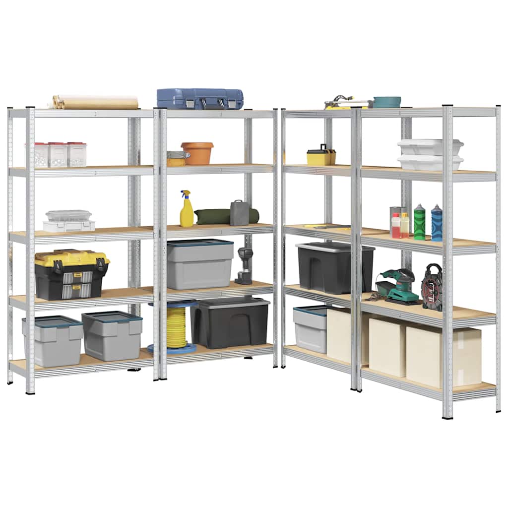 4-Layer Storage Shelves 4 Pcs Steel&Engineered Wood