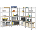 5-Layer Storage Shelves 4 pcs Silver Steel&Engineered Wood