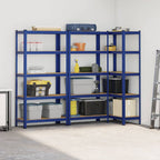 5-Layer Storage Shelves 3 pcs Blue Steel&Engineered Wood