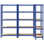 5-Layer Storage Shelves 3 pcs Blue Steel&Engineered Wood