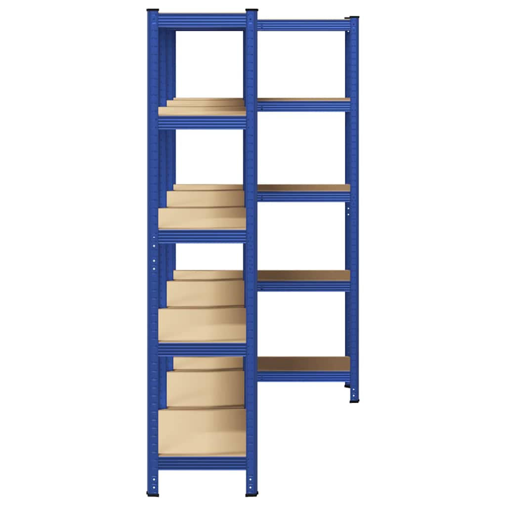 5-Layer Storage Shelves 3 pcs Blue Steel&Engineered Wood