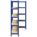 5-Layer Storage Shelves 3 pcs Blue Steel&Engineered Wood