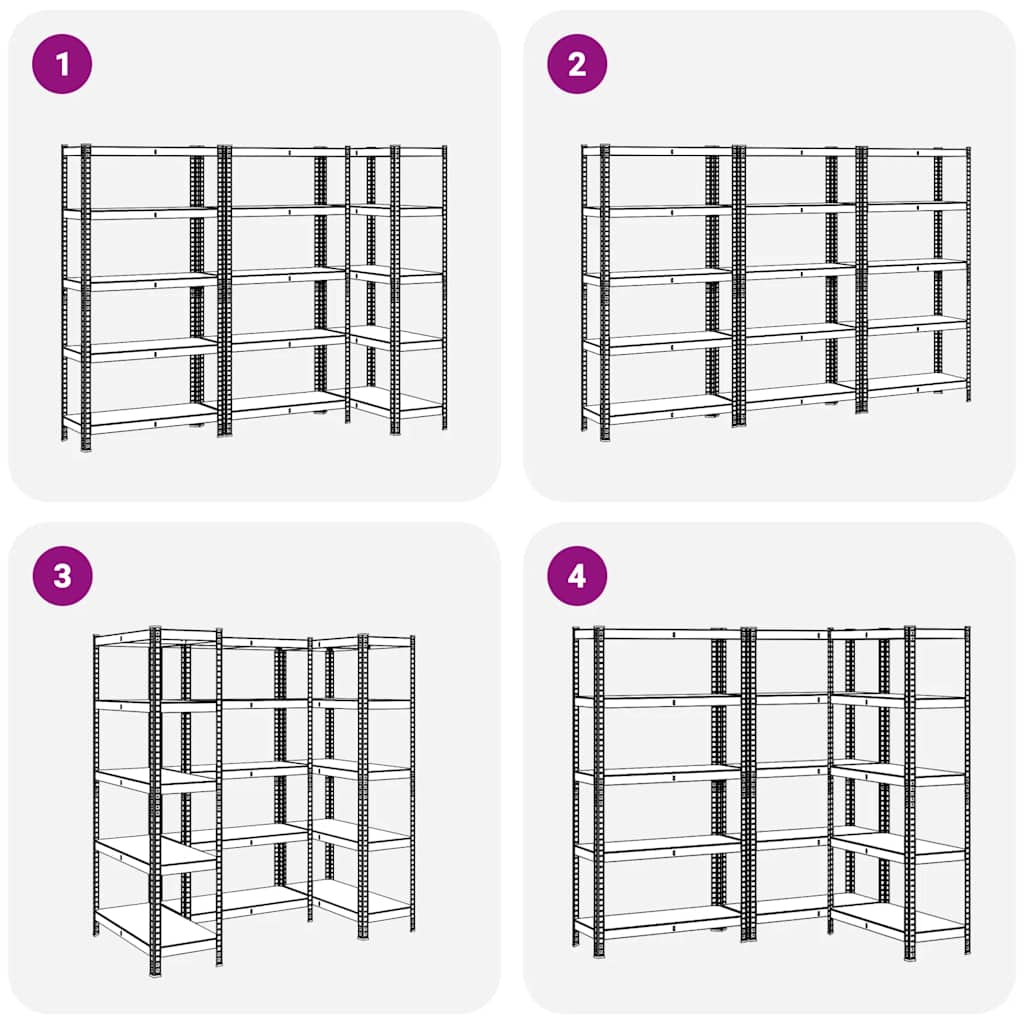 5-Layer Storage Shelves 3 pcs Blue Steel&Engineered Wood