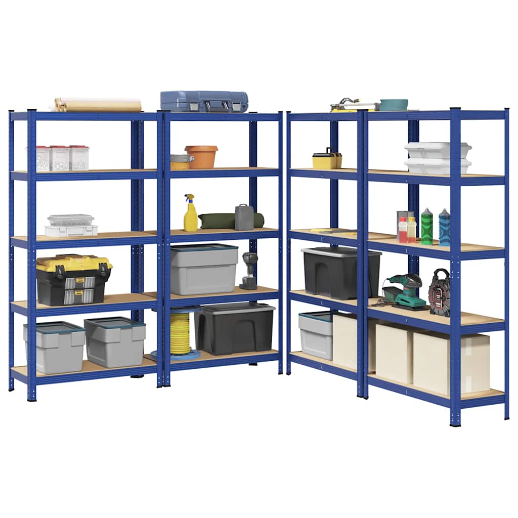 4-Layer Storage Shelves 4 Pcs Steel&Engineered Wood