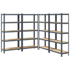 5-Layer Storage Shelves 4 pcs Anthracite Steel&Engineered Wood