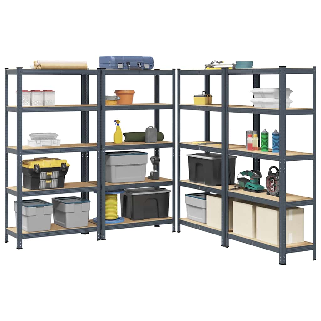 4-Layer Storage Shelves 4 Pcs Steel&Engineered Wood