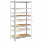 5-Layer Heavy-duty Shelves 2 pcs Silver Steel&Engineered Wood