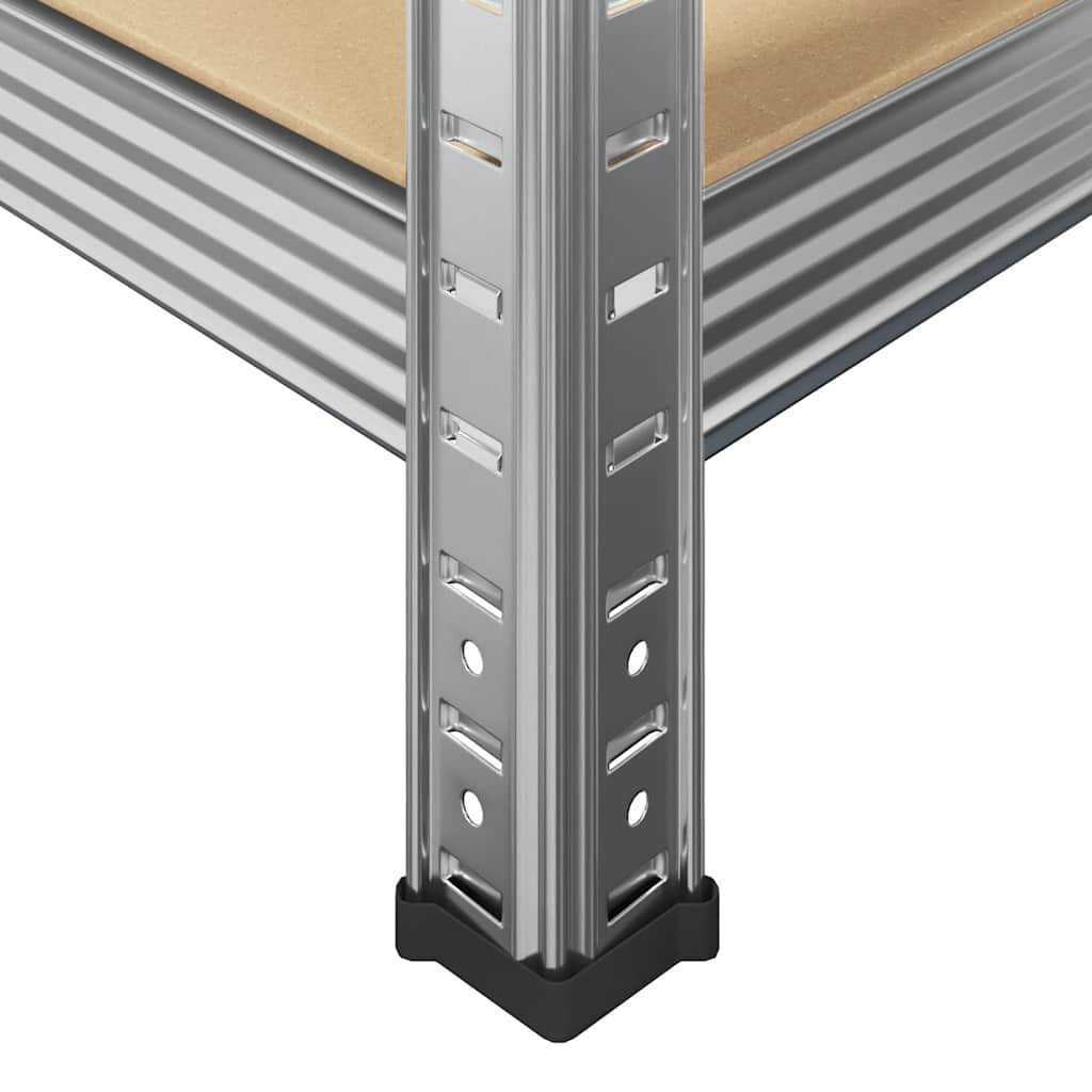 5-Layer Heavy-duty Shelves 2 pcs Silver Steel&Engineered Wood