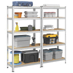 5-Layer Heavy-duty Shelves 2 pcs Silver Steel&Engineered Wood