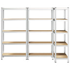 5-Layer Heavy-duty Shelves 3 pcs Silver Steel&Engineered Wood