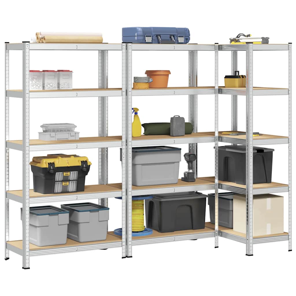 4-Layer Storage Shelves 4 Pcs Steel&Engineered Wood