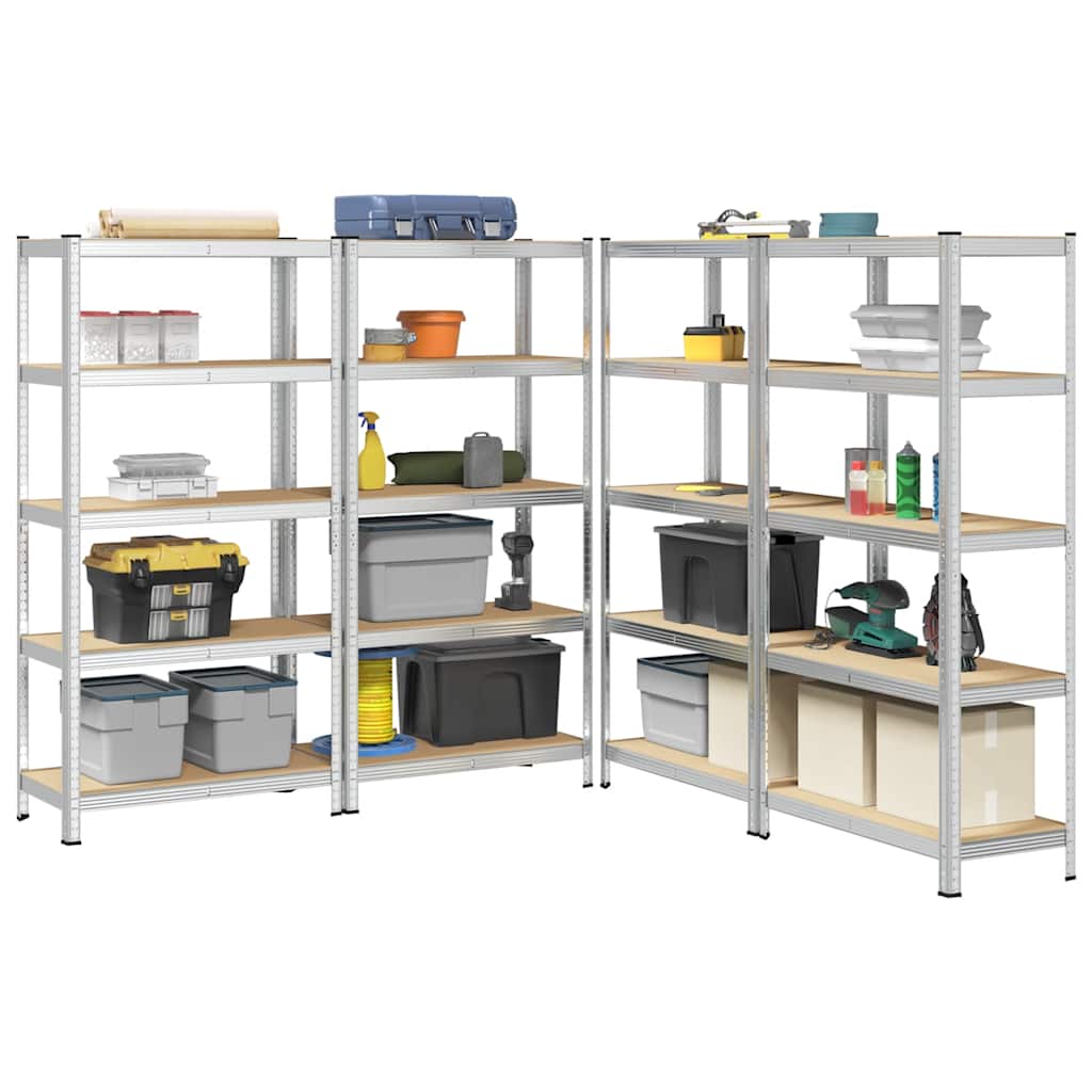 4-Layer Storage Shelves 4 Pcs Steel&Engineered Wood