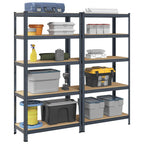 4-Layer Storage Shelves 4 Pcs Steel&Engineered Wood