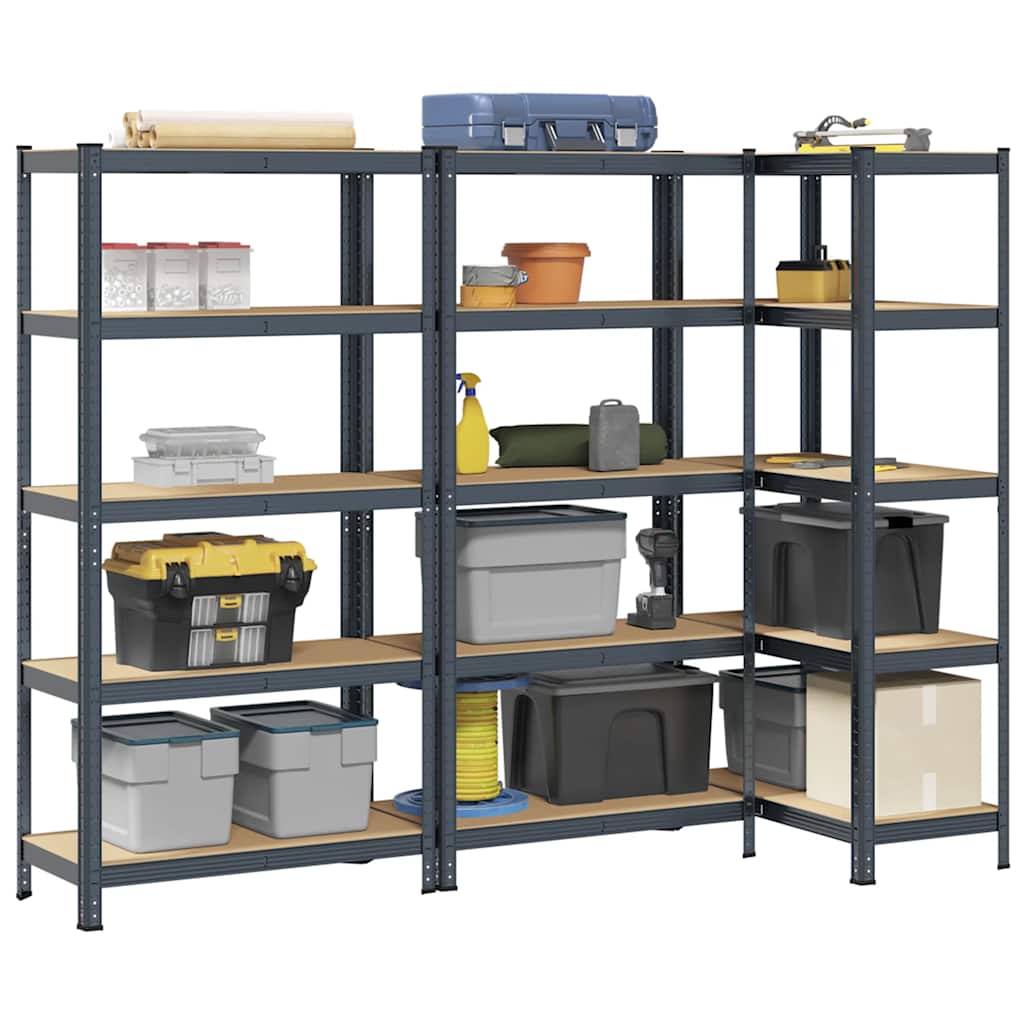 4-Layer Storage Shelves 4 Pcs Steel&Engineered Wood