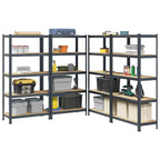 4-Layer Storage Shelves 4 Pcs Steel&Engineered Wood