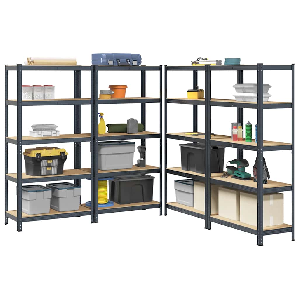 4-Layer Storage Shelves 4 Pcs Steel&Engineered Wood