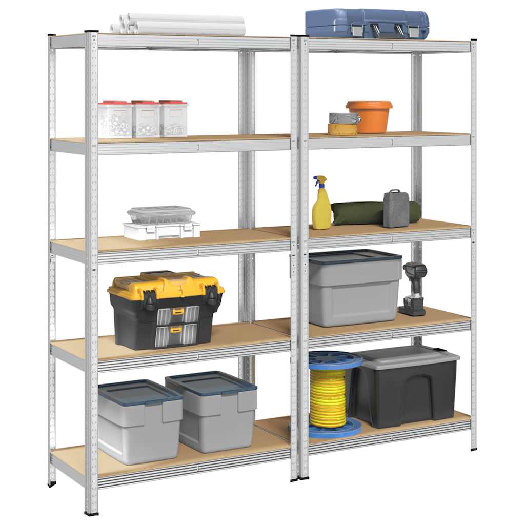 4-Layer Storage Shelves 4 Pcs Steel&Engineered Wood