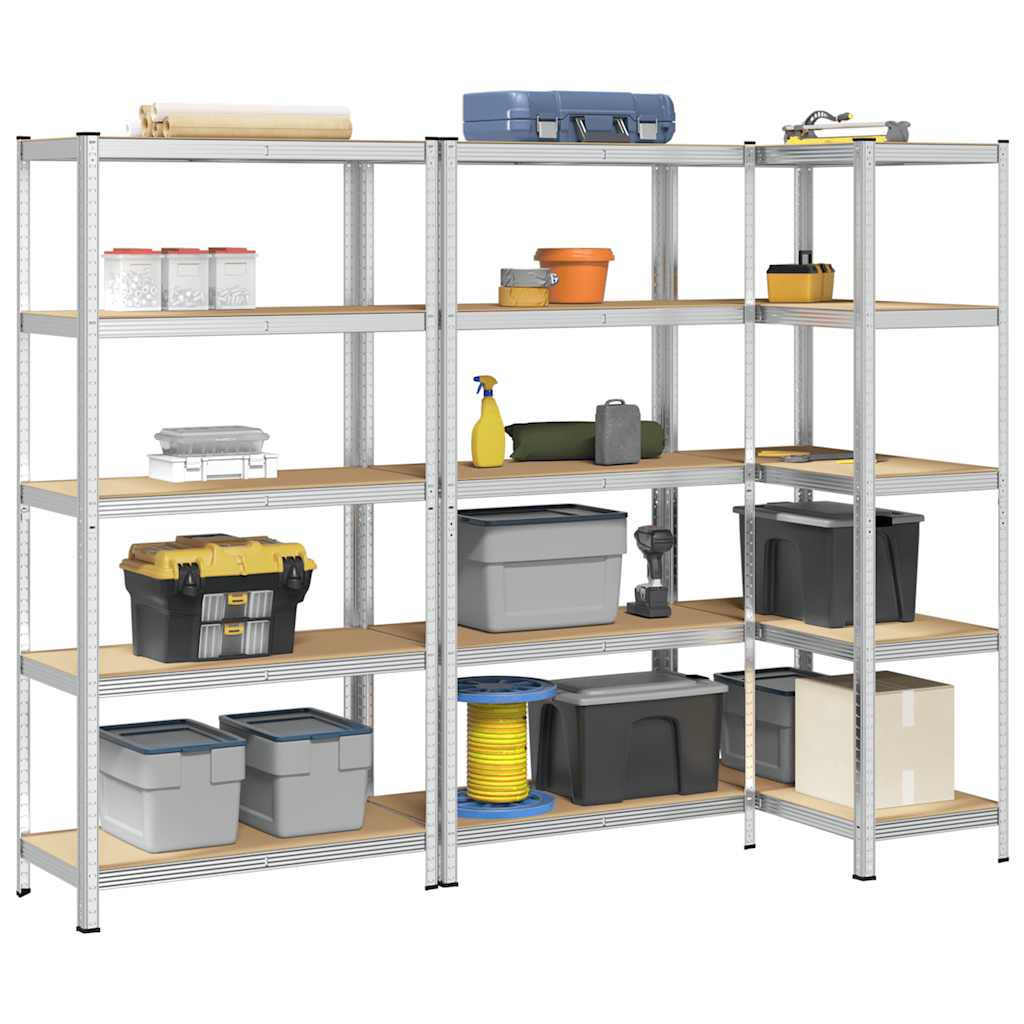 4-Layer Storage Shelves 4 Pcs Steel&Engineered Wood