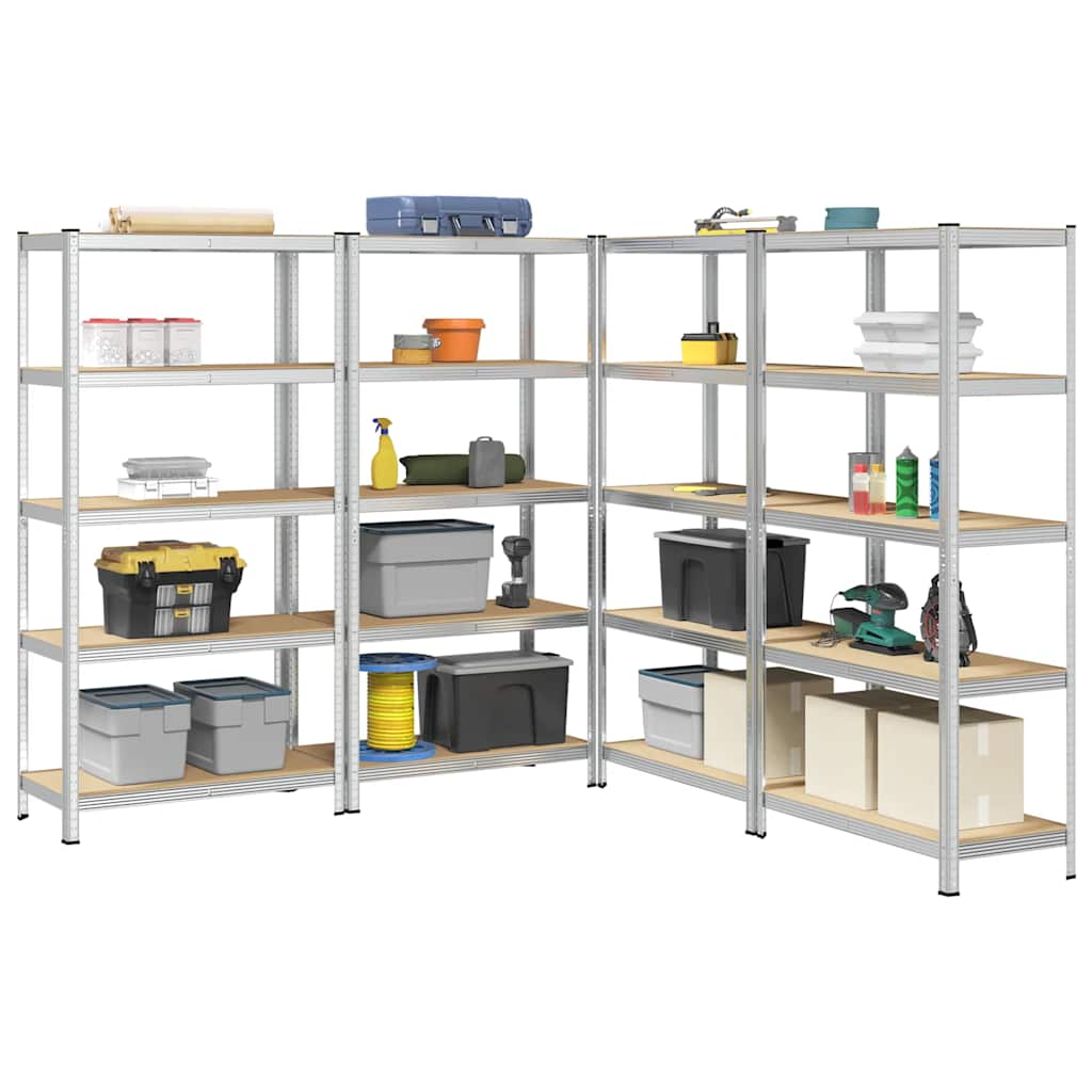 4-Layer Storage Shelves 4 Pcs Steel&Engineered Wood