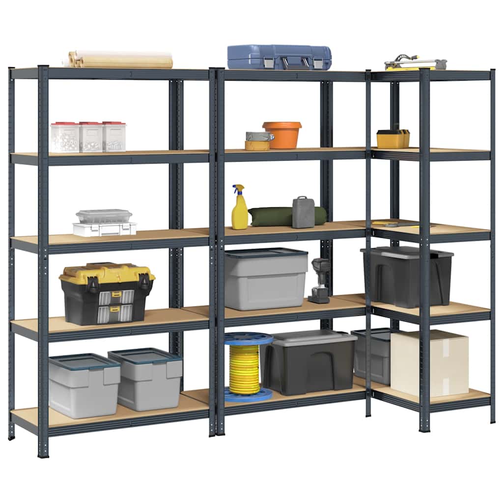 4-Layer Storage Shelves 4 Pcs Steel&Engineered Wood