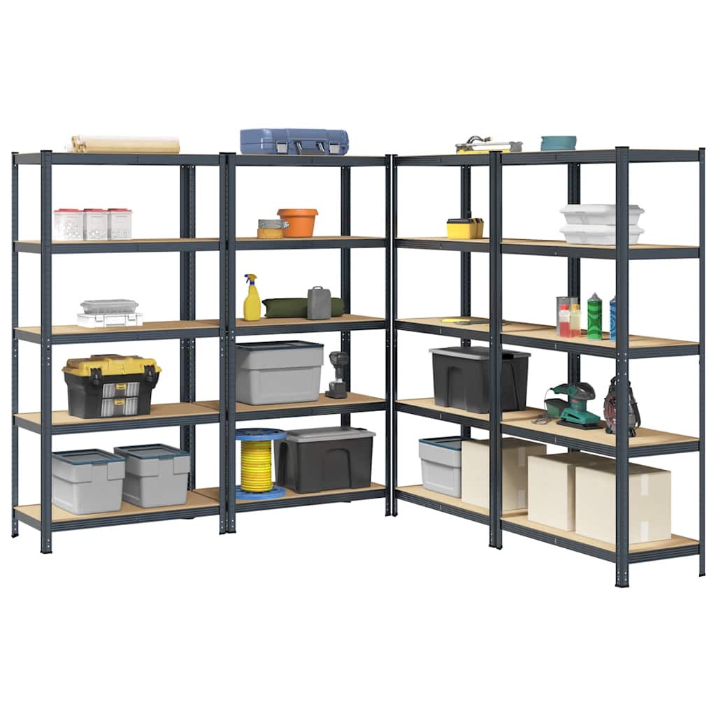 4-Layer Storage Shelves 4 Pcs Steel&Engineered Wood