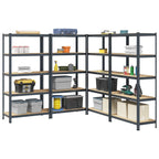 4-Layer Storage Shelves 4 Pcs Steel&Engineered Wood