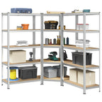 3 Piece 5-Layer Shelves Set Steel&Engineered Wood