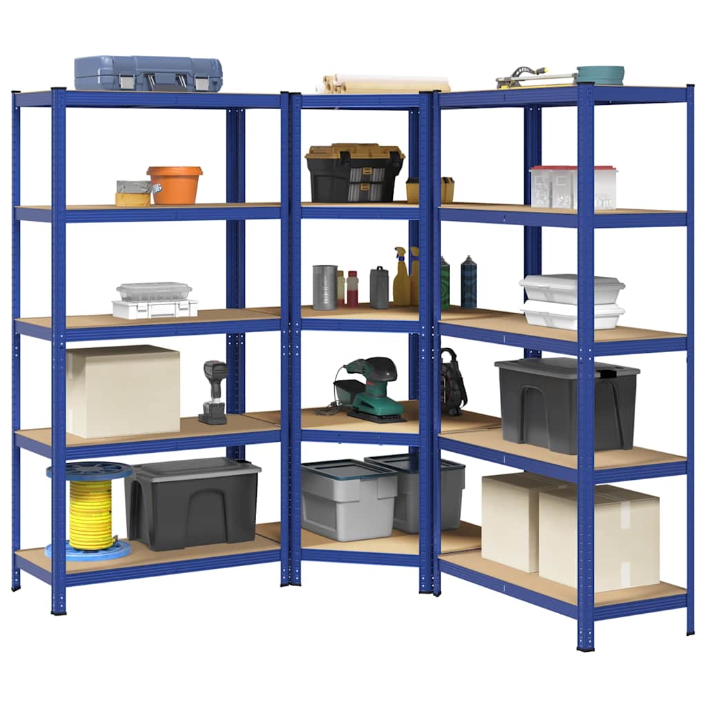 3 Piece 5-Layer Shelves Set Steel&Engineered Wood