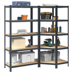 3 Piece 5-Layer Shelves Set Steel&Engineered Wood