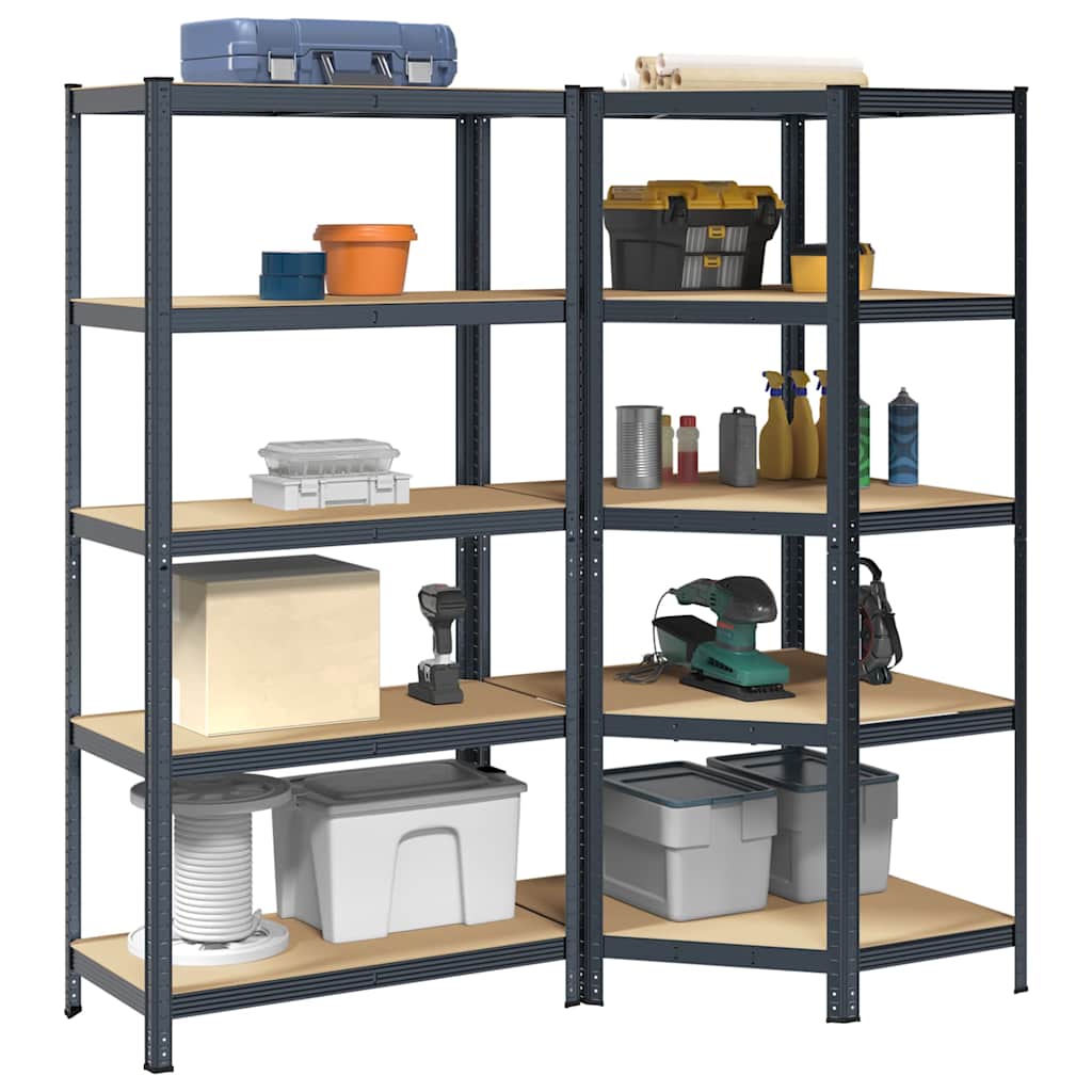 3 Piece 5-Layer Shelves Set Steel&Engineered Wood