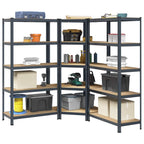 3 Piece 5-Layer Shelves Set Steel&Engineered Wood