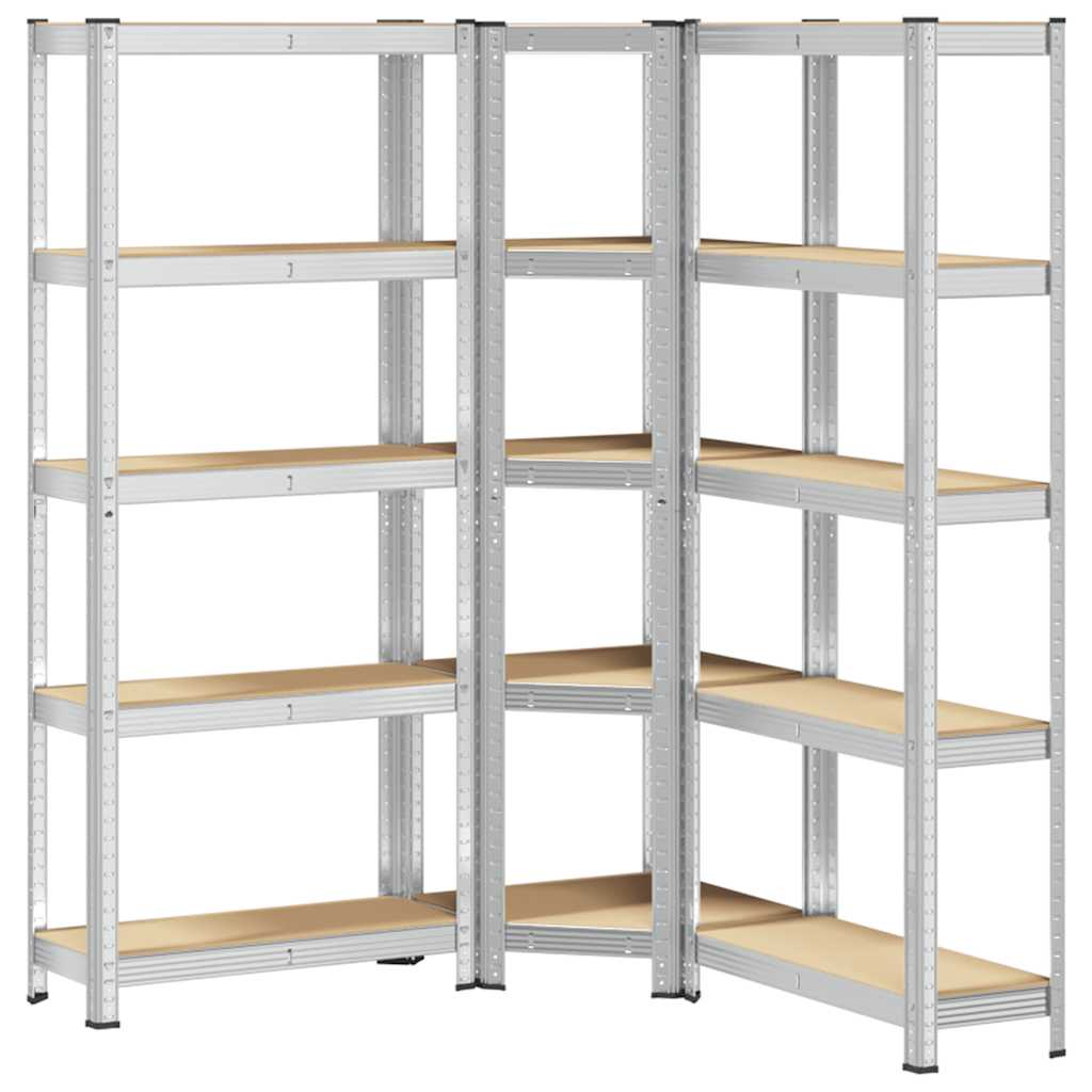 3 Piece 5-Layer Shelves Set Steel&Engineered Wood
