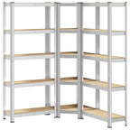3 Piece 5-Layer Shelves Set Steel&Engineered Wood