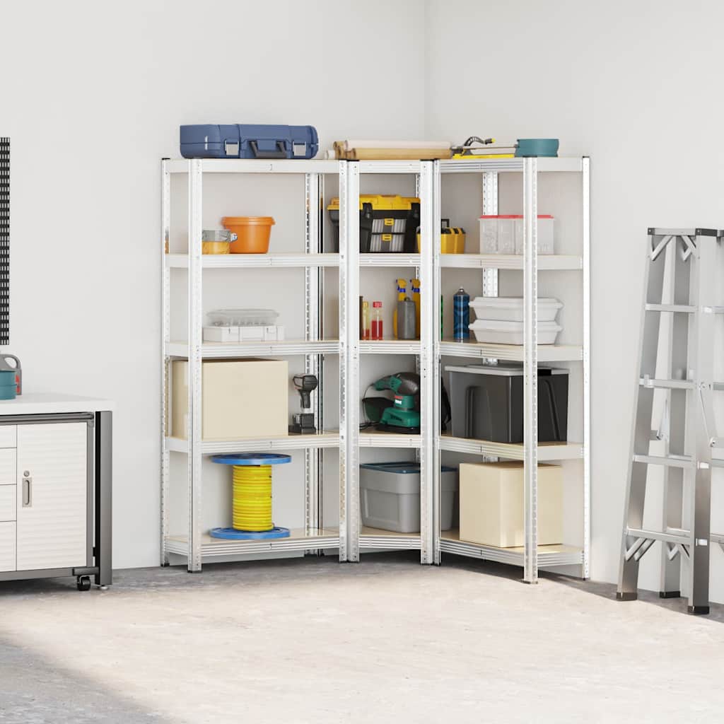 3 Piece 5-Layer Shelves Set Steel&Engineered Wood