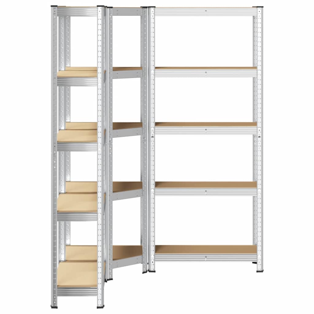 3 Piece 5-Layer Shelves Set Steel&Engineered Wood