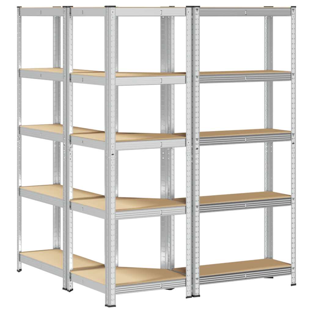 3 Piece 5-Layer Shelves Set Steel&Engineered Wood