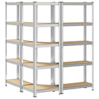 3 Piece 5-Layer Shelves Set Steel&Engineered Wood