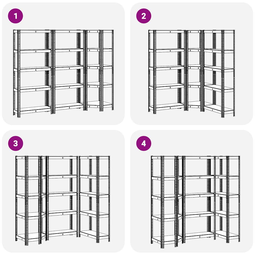 3 Piece 5-Layer Shelves Set Steel&Engineered Wood