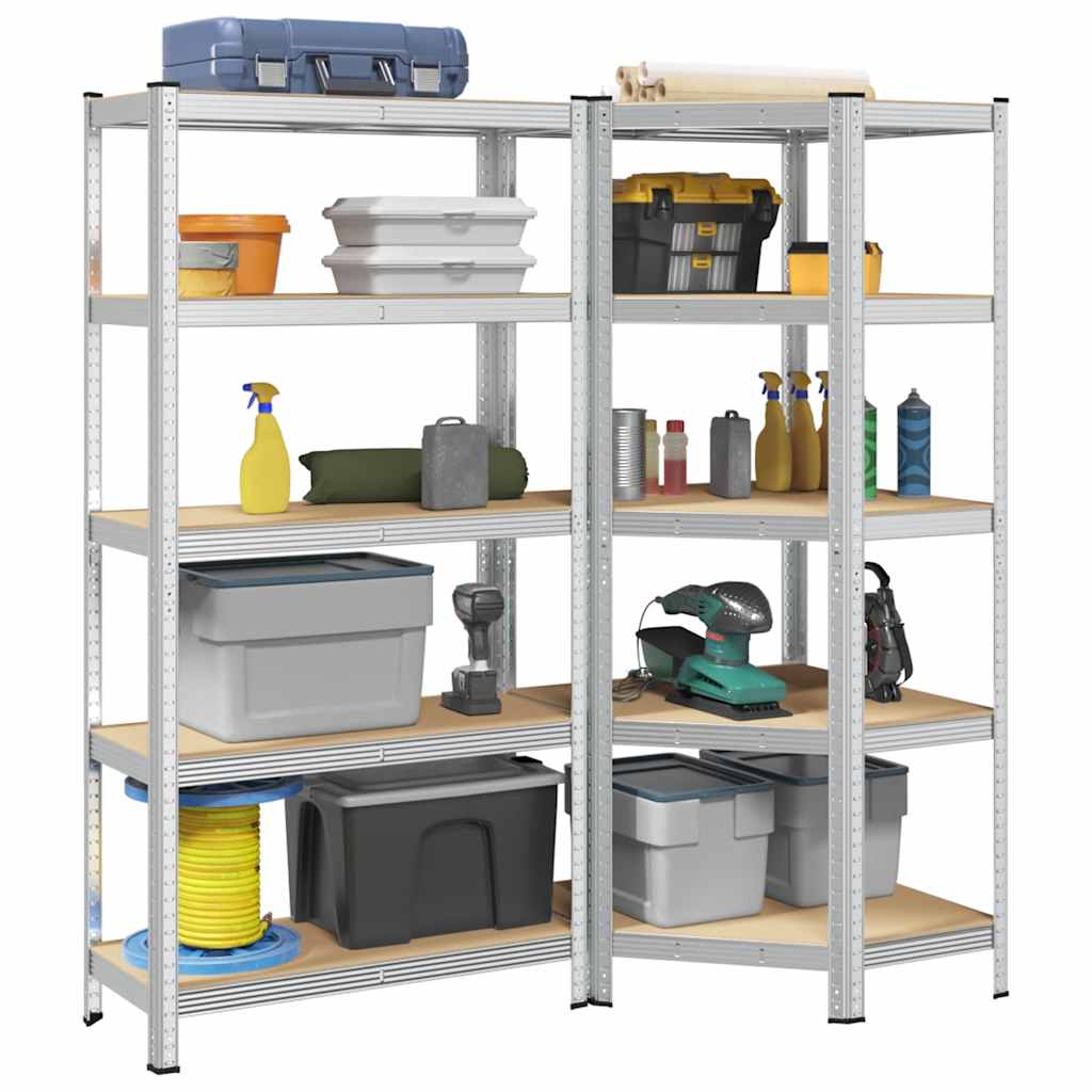 3 Piece 5-Layer Shelves Set Steel&Engineered Wood