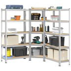 3 Piece 5-Layer Shelves Set Steel&Engineered Wood