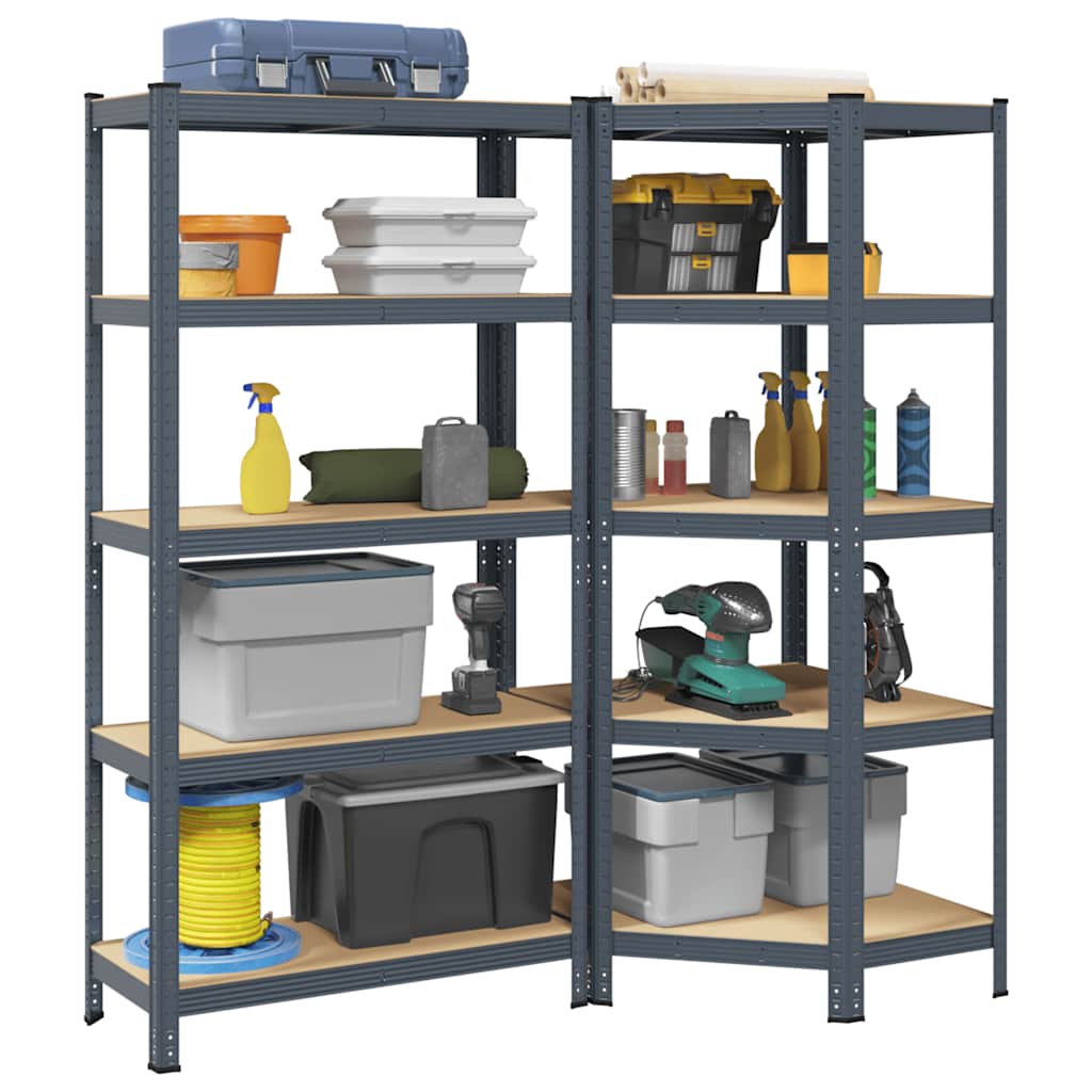 3 Piece 5-Layer Shelves Set Steel&Engineered Wood