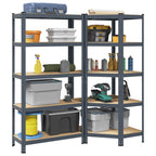 3 Piece 5-Layer Shelves Set Steel&Engineered Wood