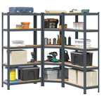 3 Piece 5-Layer Shelves Set Steel&Engineered Wood