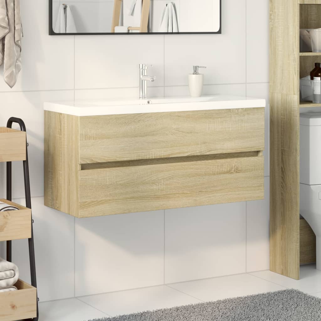 2 Piece Bathroom Furniture Set Ceramic and Engineered Wood