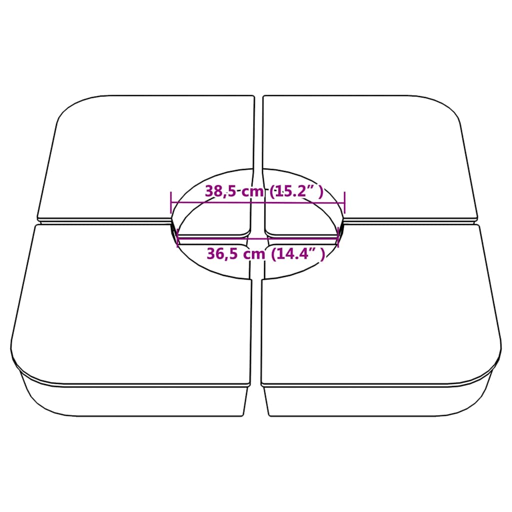 4 Piece Parasol Base Set for Cross Stand Parasol 100 kg PP