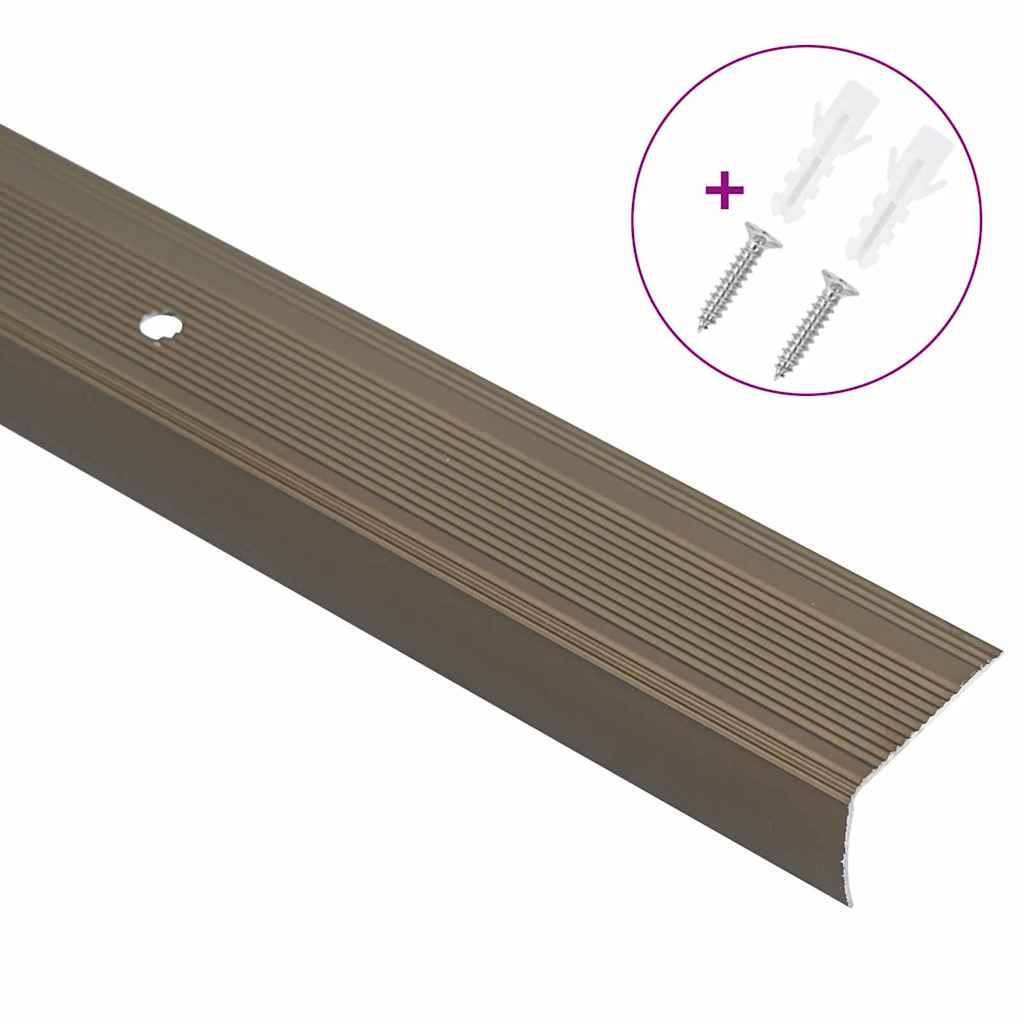 Stair Nosings 10 pcs Brown 67 x 3 x 2 cm Aluminium