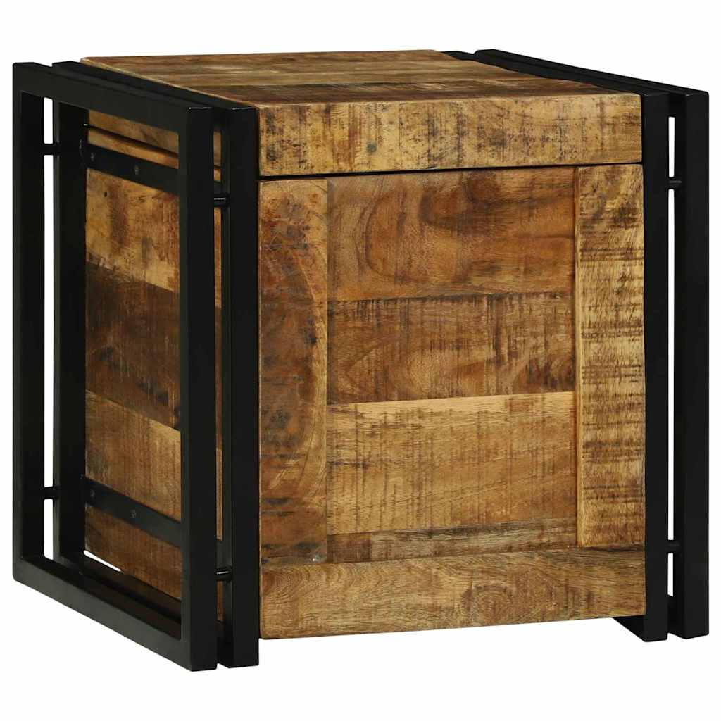 Storage Box Brown and Black 40 x 40 x 40 cm Solid Mango Wood