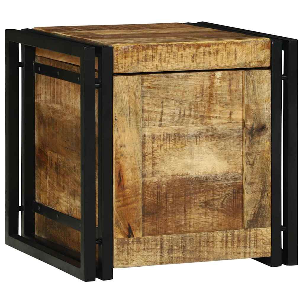 Storage Box Brown and Black 40 x 40 x 40 cm Solid Mango Wood