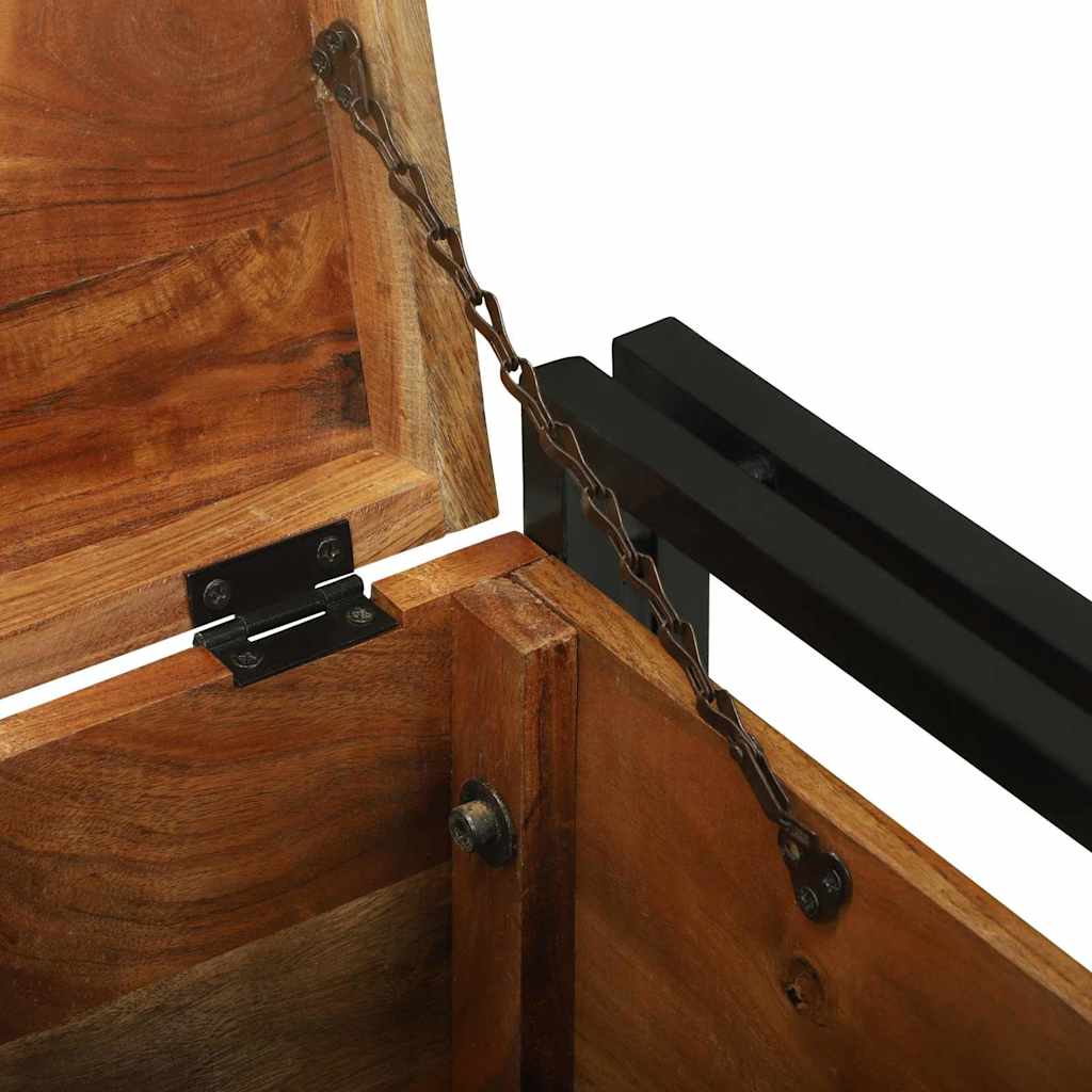 Storage Box Brown and Black 40 x 40 x 40 cm Solid Acacia Wood