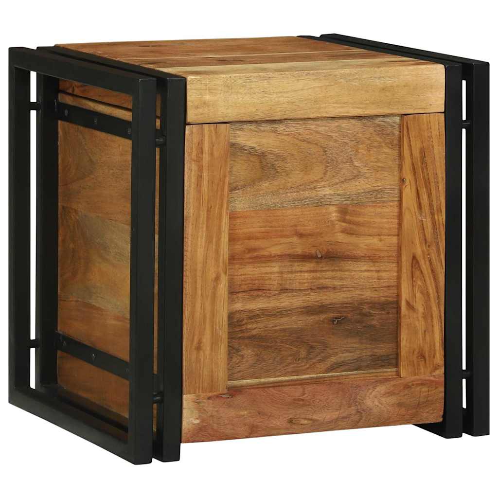 Storage Box Brown and Black 40 x 40 x 40 cm Solid Acacia Wood